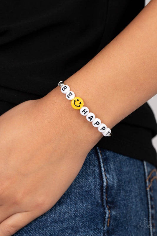 Paparazzi Accessories-I LOVE Your Smile White Bead Be Happy Bracelet