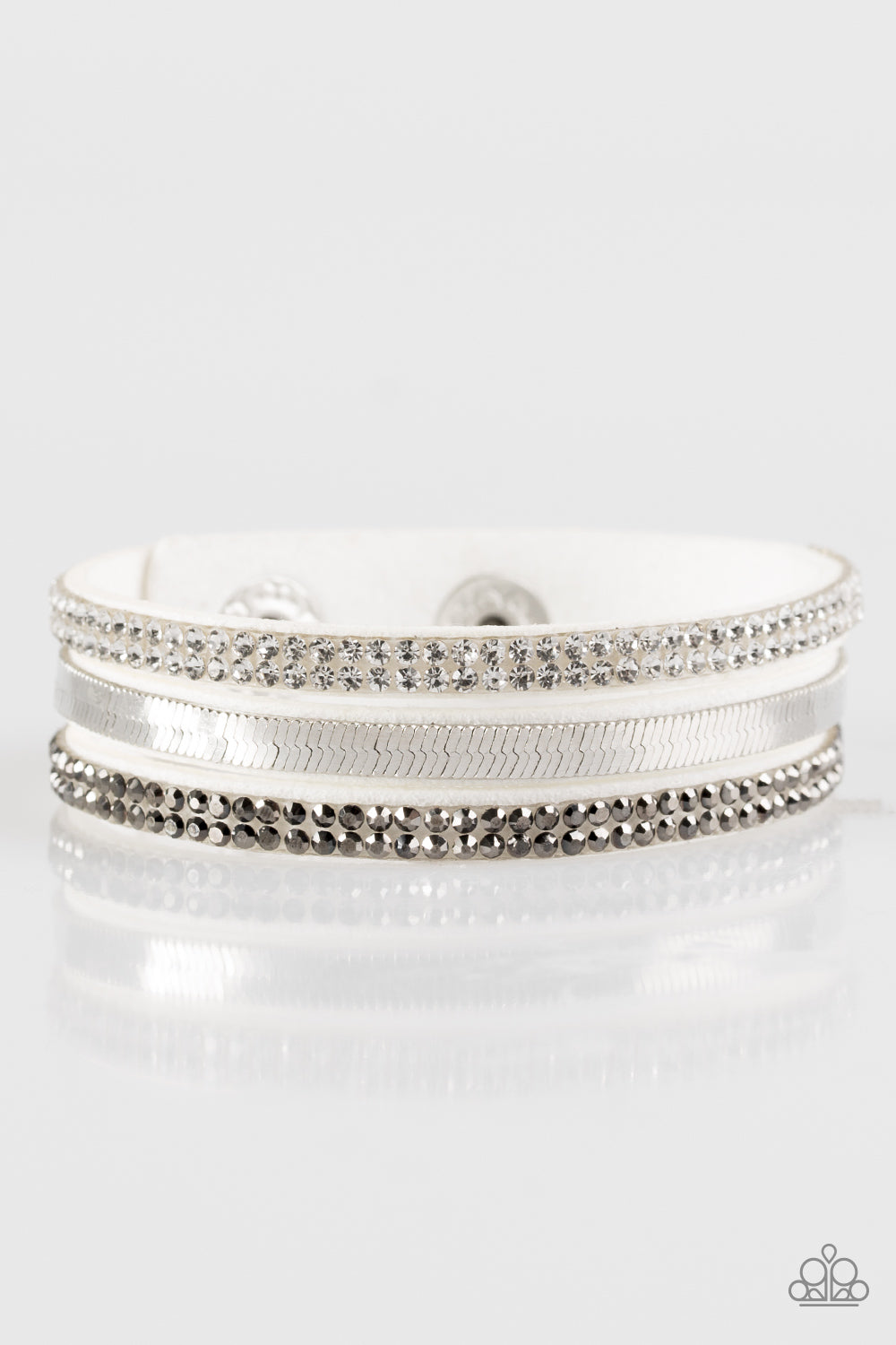 Paparazzi Accessories-I Mean Business White Rhinestone Bracelet