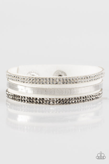 Paparazzi Accessories-I Mean Business White Rhinestone Bracelet