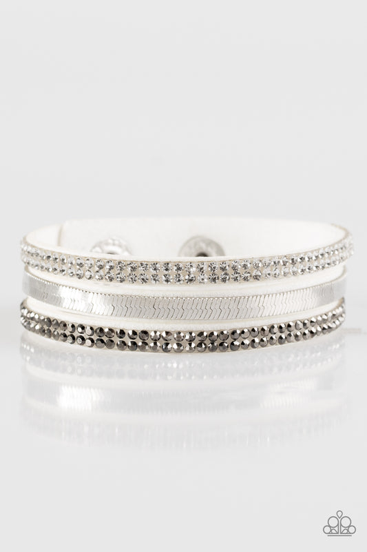Paparazzi Accessories-I Mean Business White Rhinestone Bracelet