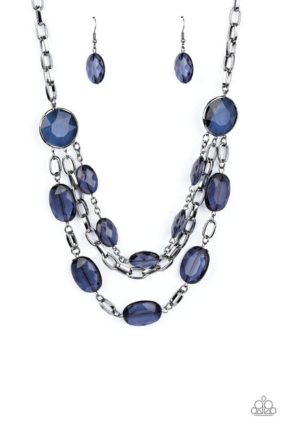Paparazzi Accessories-I Need A GLOW-cation Blue Gem Necklace Set