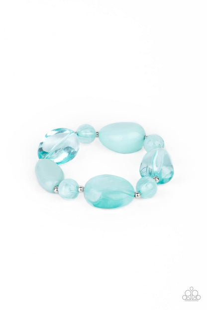 Paparazzi Accessories-I Need A  STAYCATION Blue Glassy Opaque Bracelet