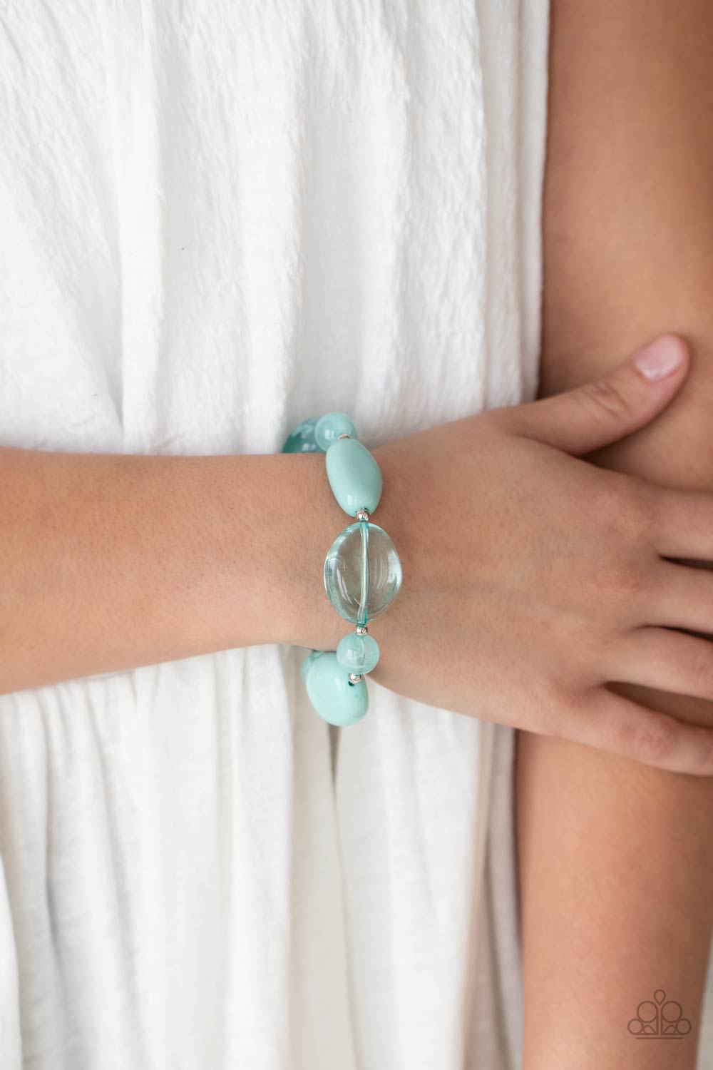 Paparazzi Accessories-I Need A  STAYCATION Blue Glassy Opaque Bracelet