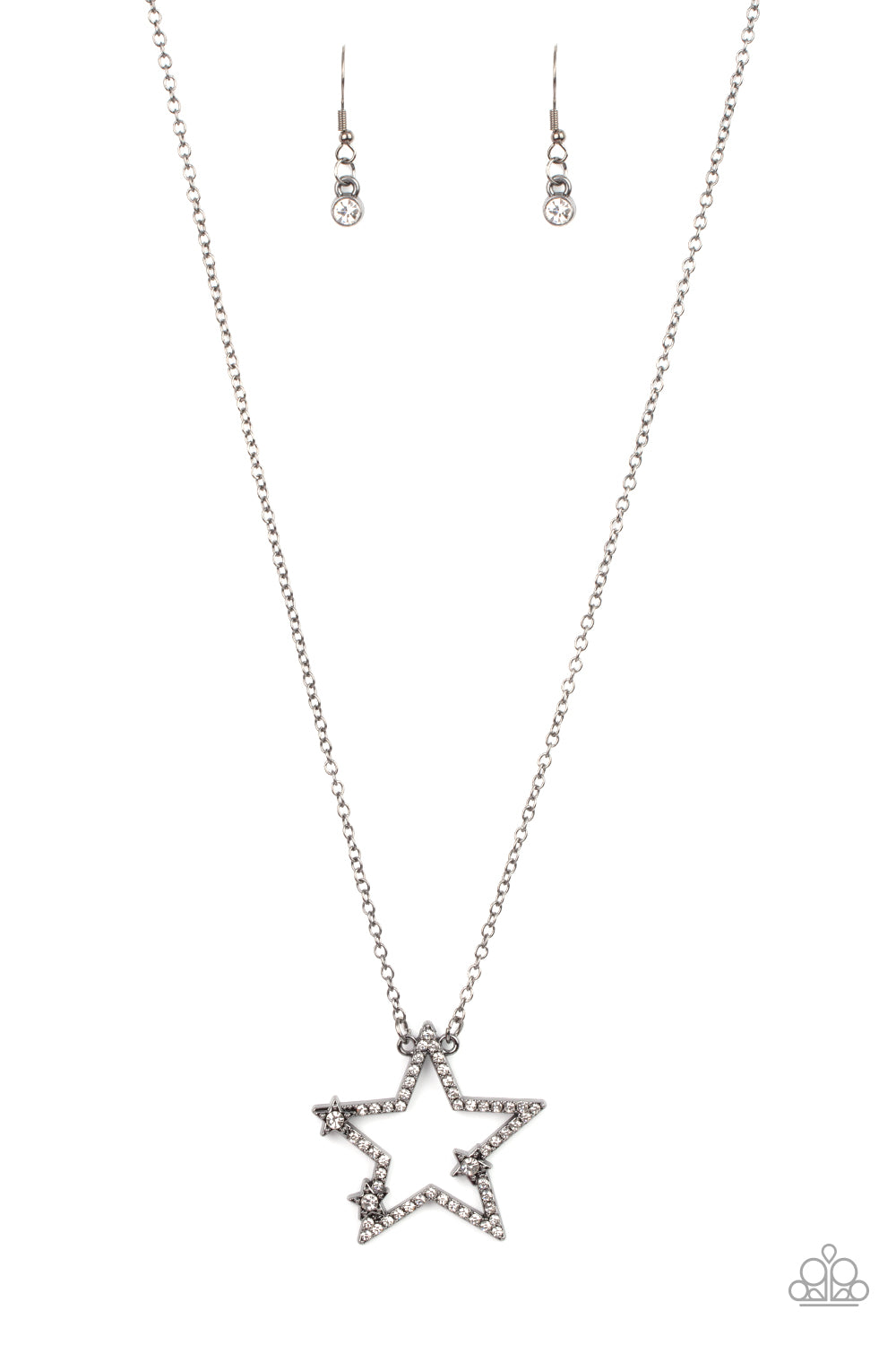 Paparazzi Accessories-I Pledge Allegiance to the Sparkle Black Glassy Patriotic Star Necklace Set