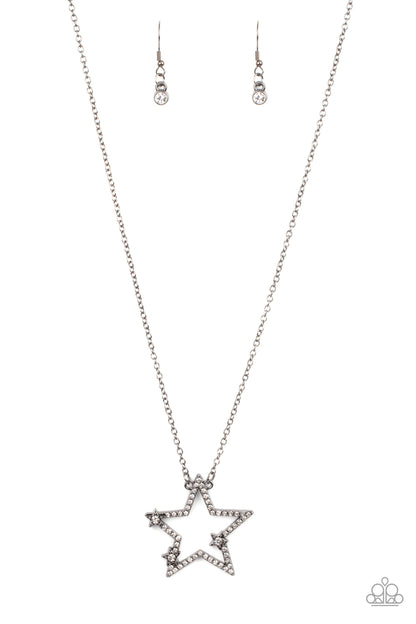 Paparazzi Accessories-I Pledge Allegiance to the Sparkle Black Glassy Patriotic Star Necklace Set