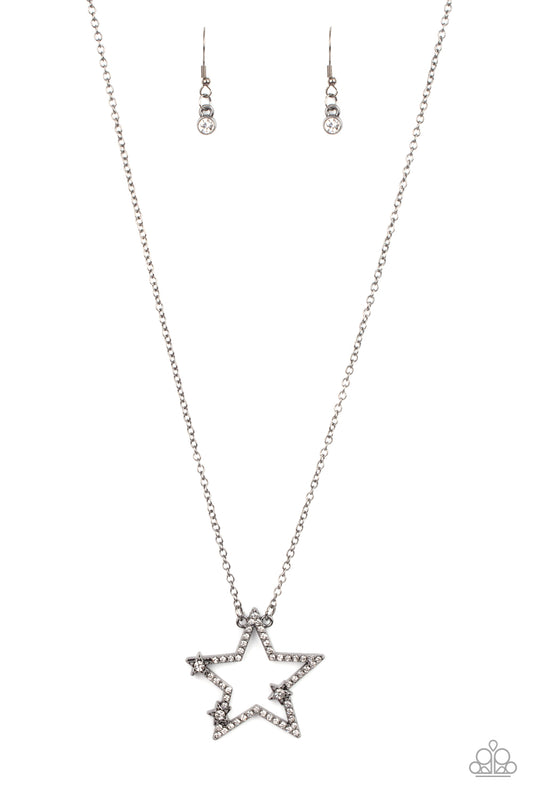 Paparazzi Accessories-I Pledge Allegiance to the Sparkle Black Glassy Patriotic Star Necklace Set