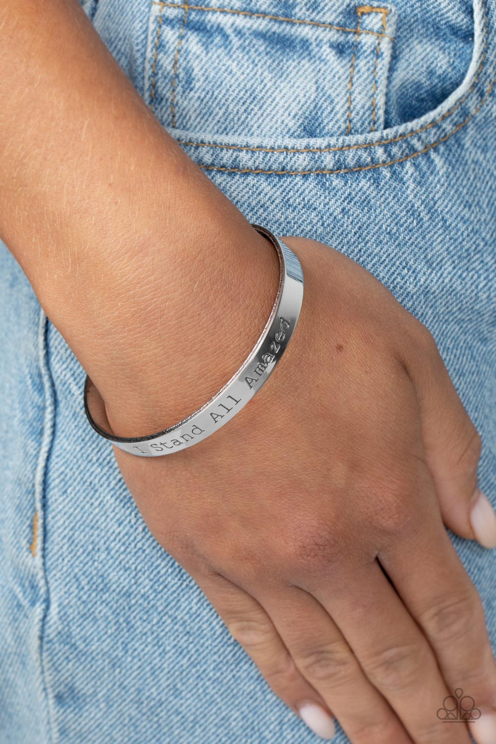 Paparazzi Accessories-I Stand All Amazed Silver Inspirational Cuff Bracelet