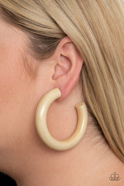 Paparazzi Accessories-I WOOD Walk 500 Miles White Earrings