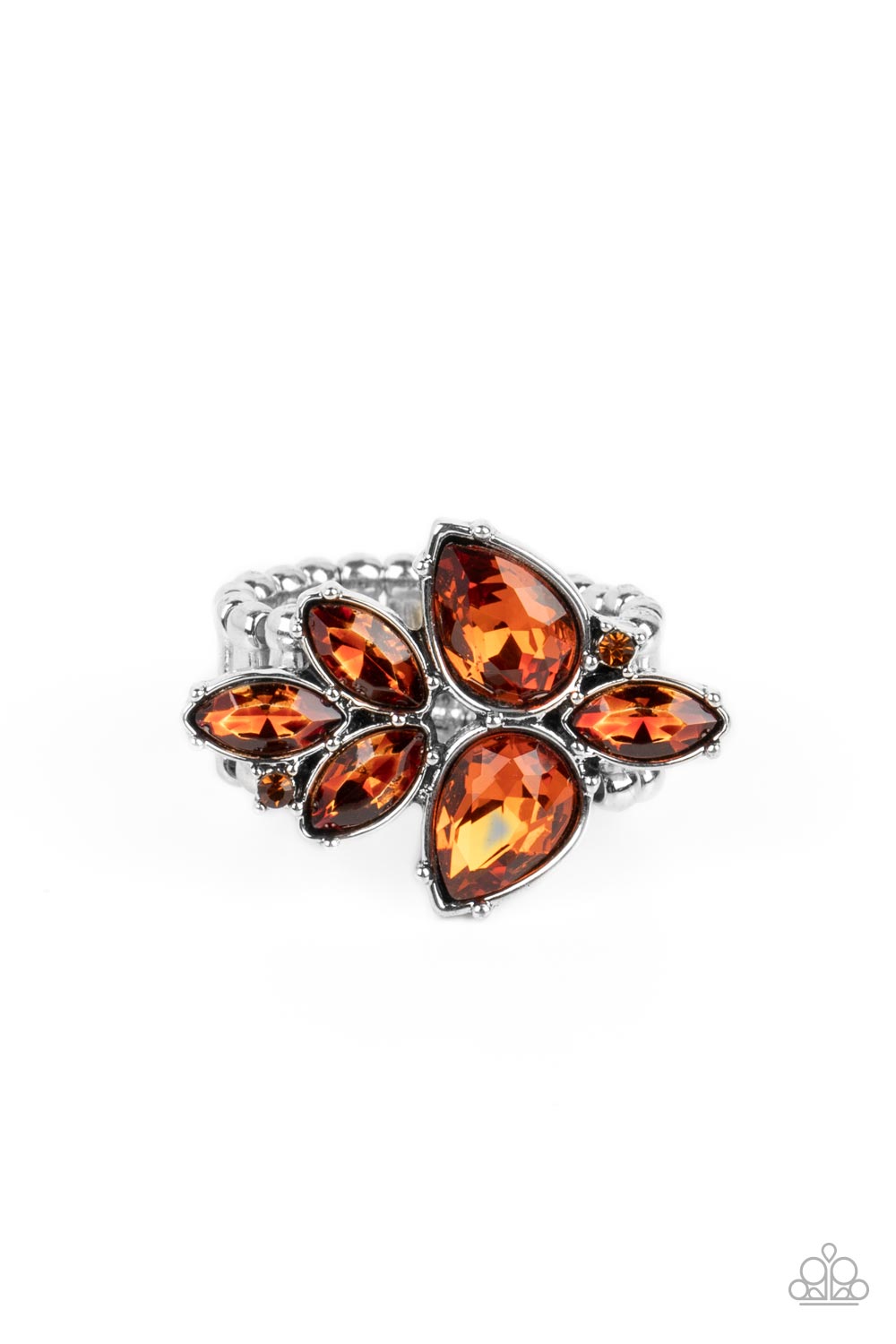 Paparazzi Accessories-Ice-Cold Couture Brown Glassy Teardrop Cluster Ring