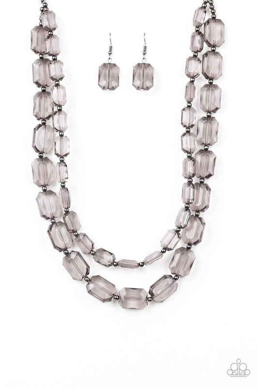Paparazzi Accessories-Ice Bank Black Bead Necklace Set