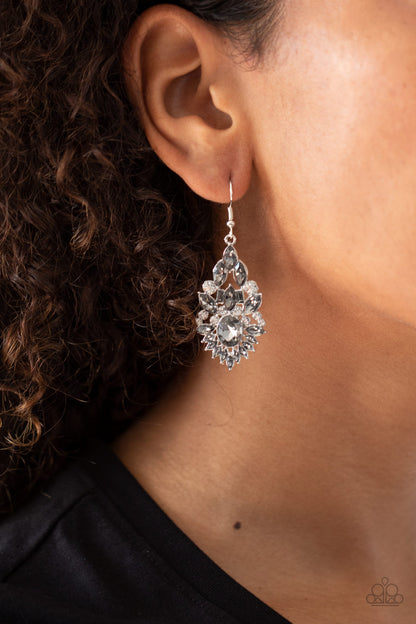 Paparazzi Accessories-Ice Castle Couture Silver Earrings