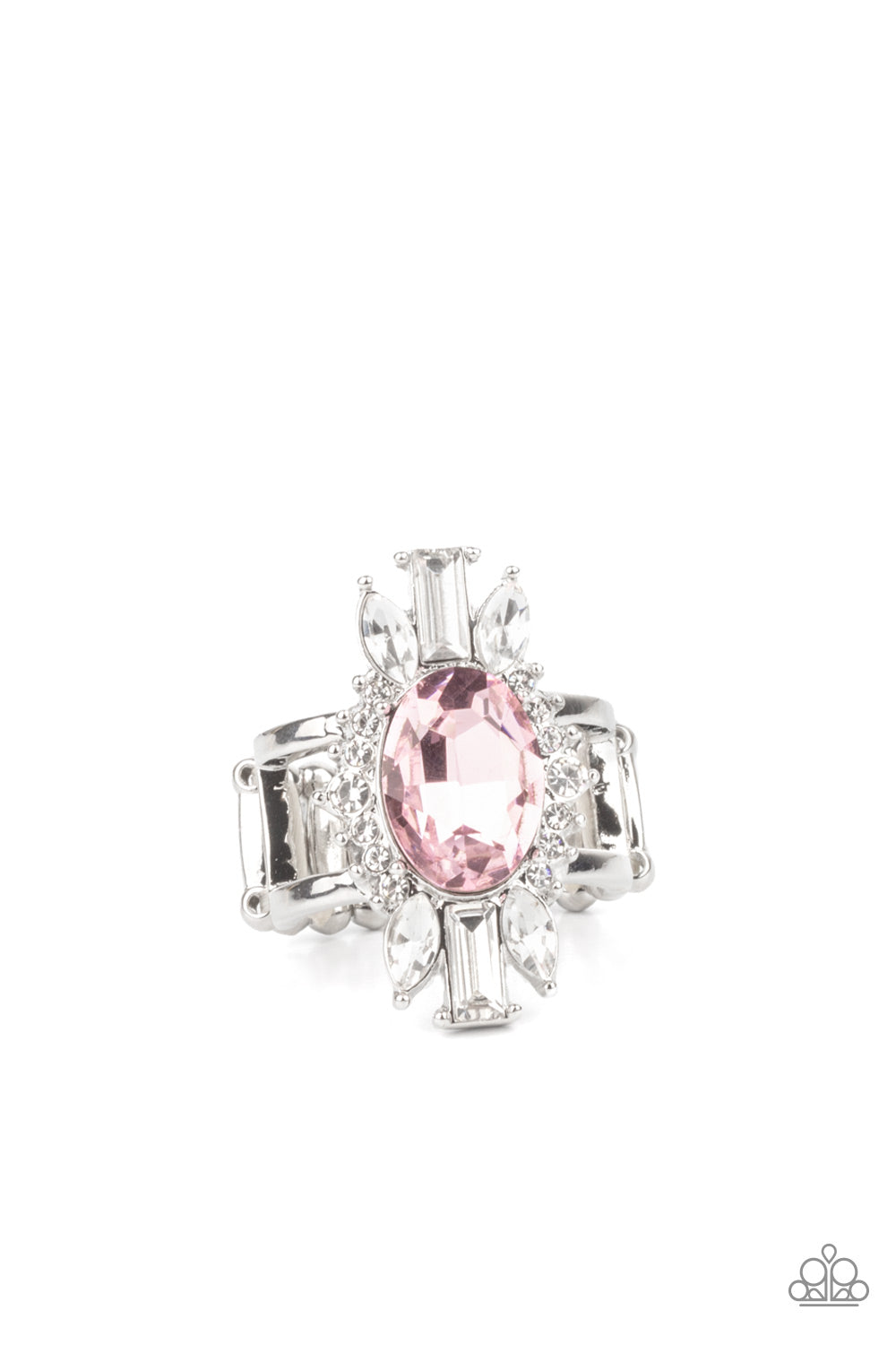 Paparazzi Accessories-Icy Icon Pink Marquise Rhinestone Ring