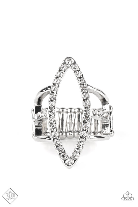 Paparazzi Accessories-Icy Intuition White Marquise Fashion Fix Ring