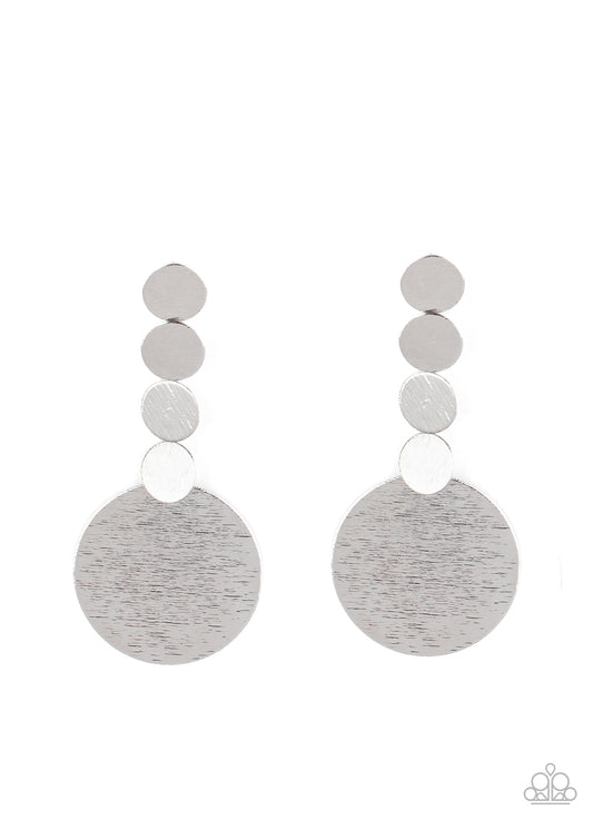 Paparazzi Accessories-Idolized Illumination Silver Disc Earrings