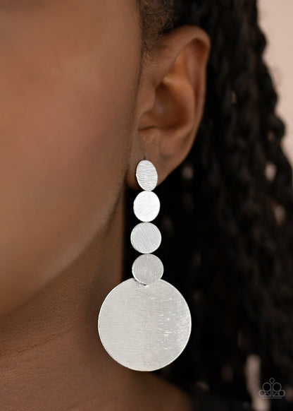 Paparazzi Accessories-Idolized Illumination Silver Disc Earrings