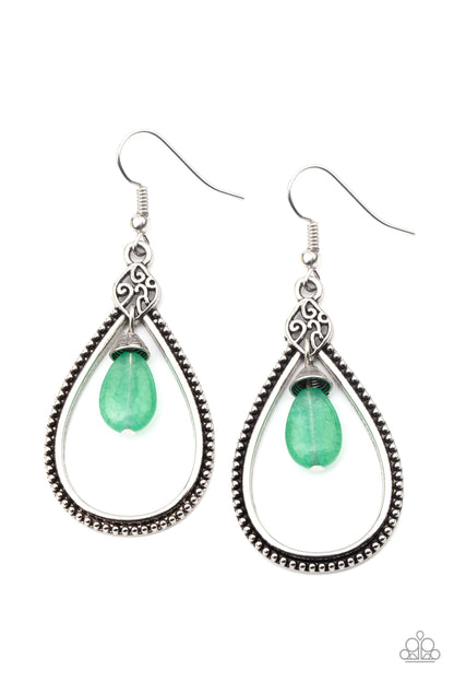 Paparazzi Accessories-Ill Beleive It ZEN I See it Green Stone Earrings