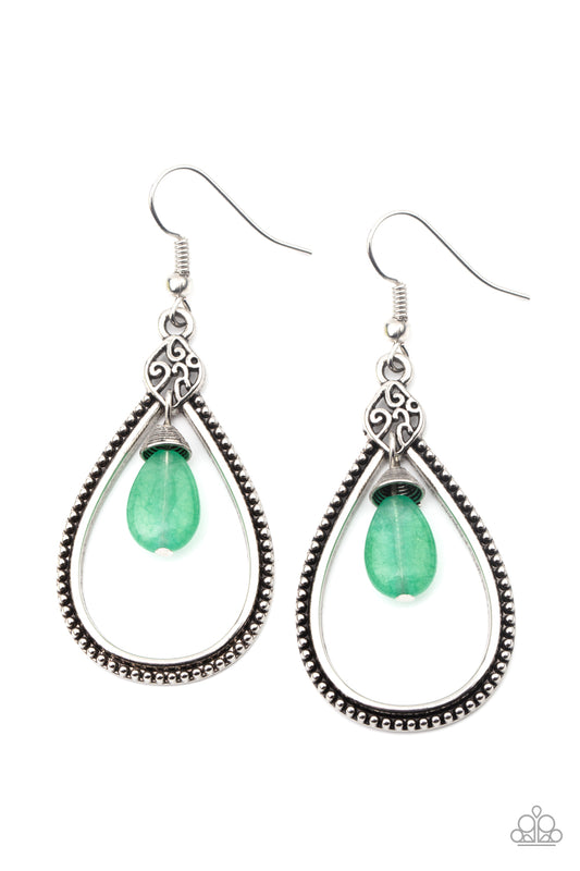 Paparazzi Accessories-Ill Beleive It ZEN I See it Green Stone Earrings