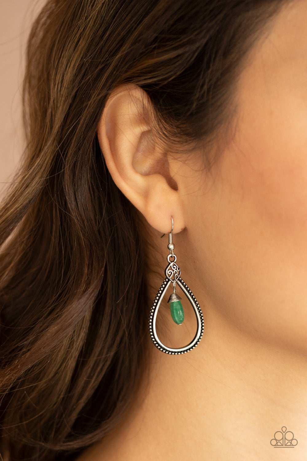 Paparazzi Accessories-Ill Beleive It ZEN I See it Green Stone Earrings