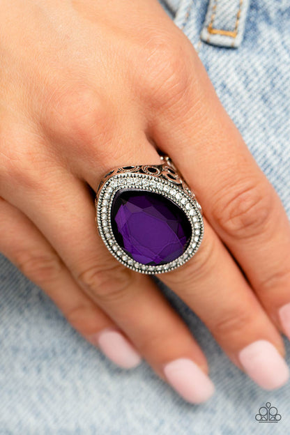 Paparazzi Accessories-Illuminated Icon Purple Oversized Teardrop Ring