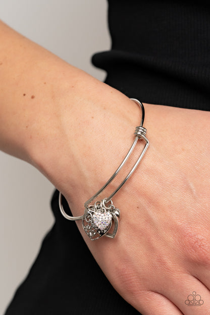 Paparazzi Accessories-I'M YOURS Multi Iridescent Heart Charms Bracelet