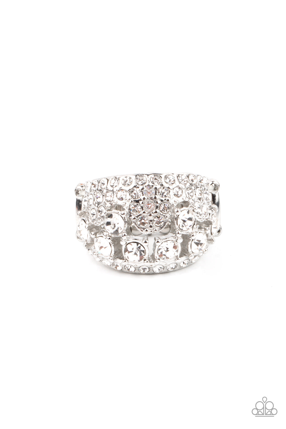 Paparazzi Accessories-Imperial Incandescence White Glittery Rhinestone Ring