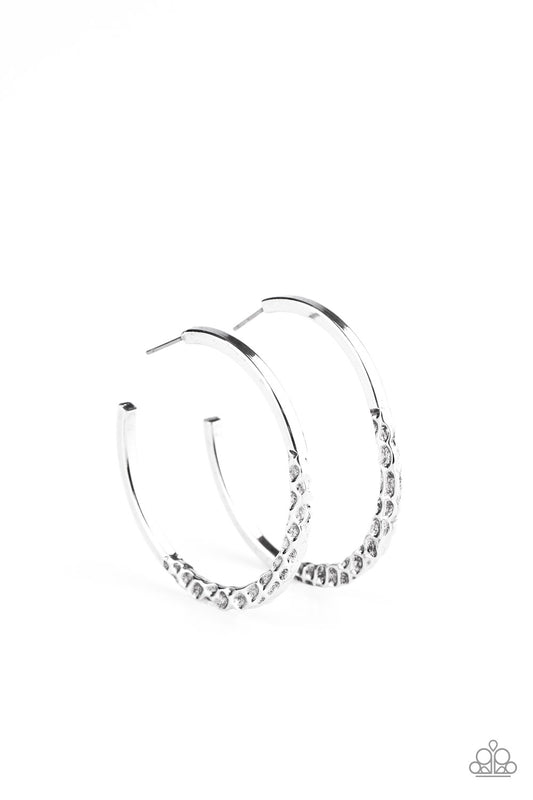 Paparazzi Accessories-Imprinted Intensity Silver Earrings