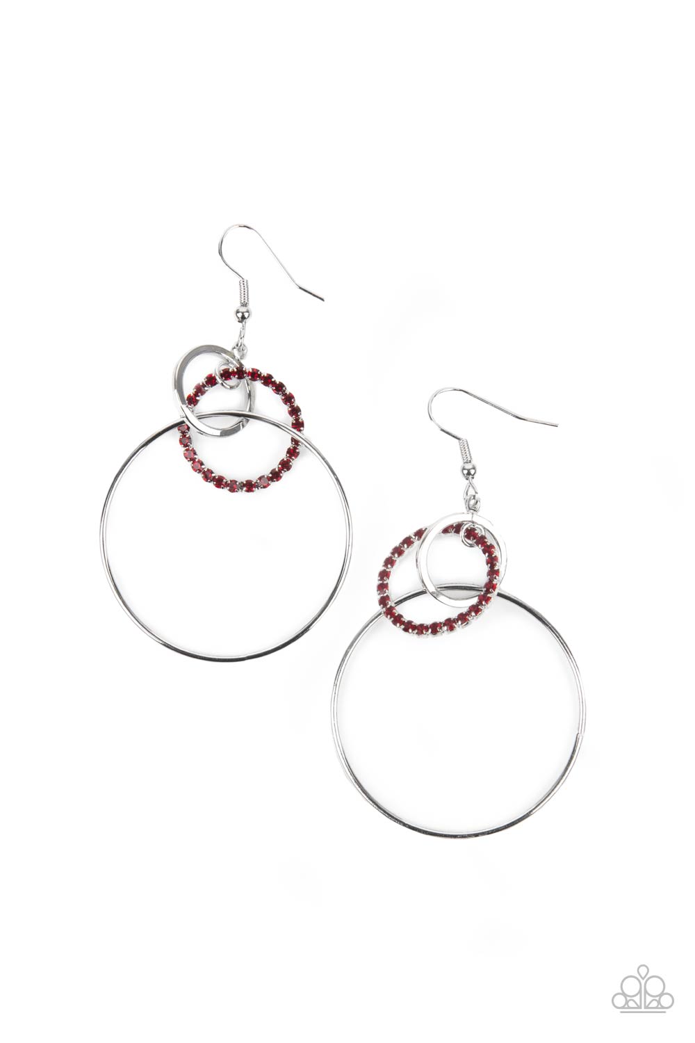 Paparazzi Accessories-In An Orderly Fashion Red Rhinestone Earrings