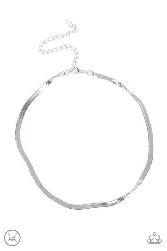 Paparazzi Accessories-In No Time Flat Silver Shiny Choker Necklace Set