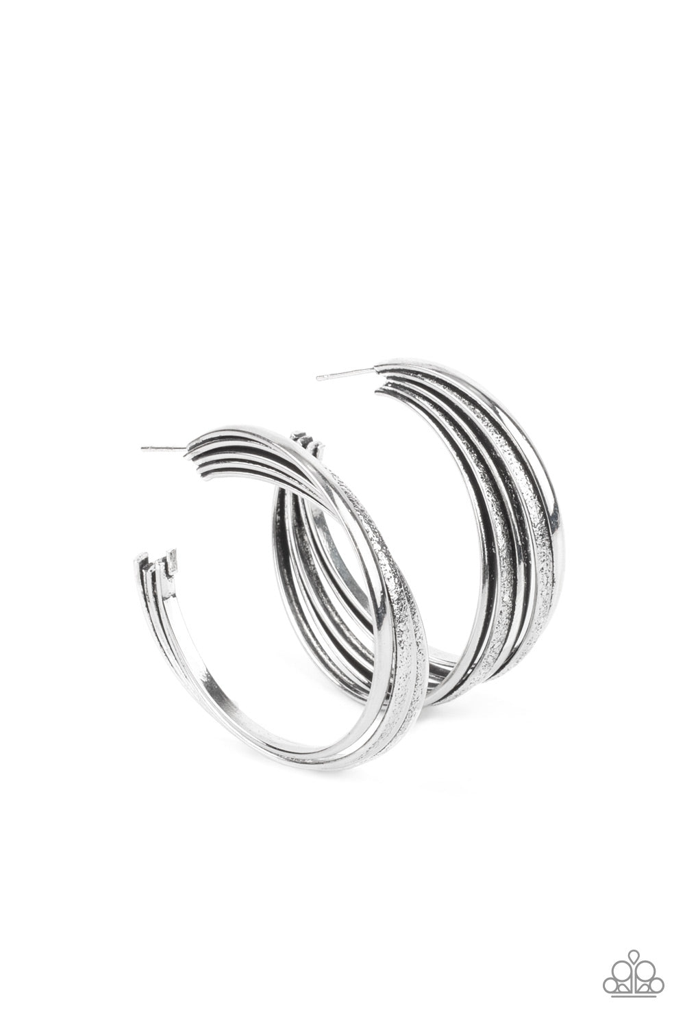 Paparazzi Accessories-In Sync Silver Curvy Ribbon Earring
