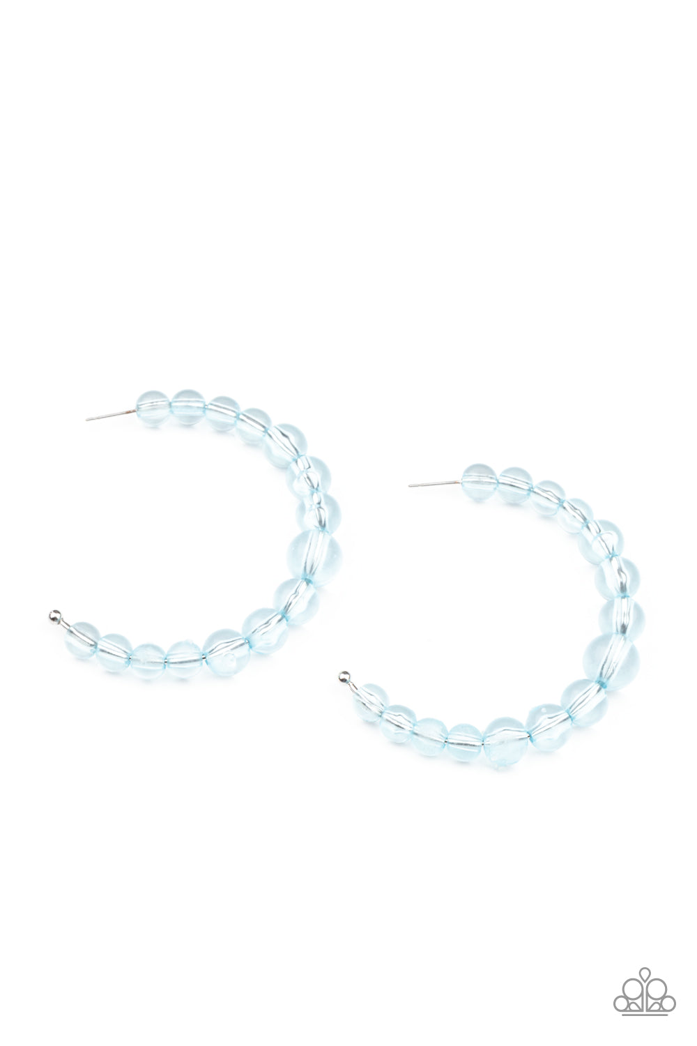 Paparazzi Accessories-Glassy Cerulean Blue Bead Hoop Earrings