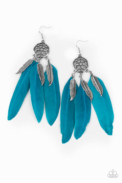 Paparazzi Accessories-In Your Wildest DREAM-CATCHERS Blue Earrings