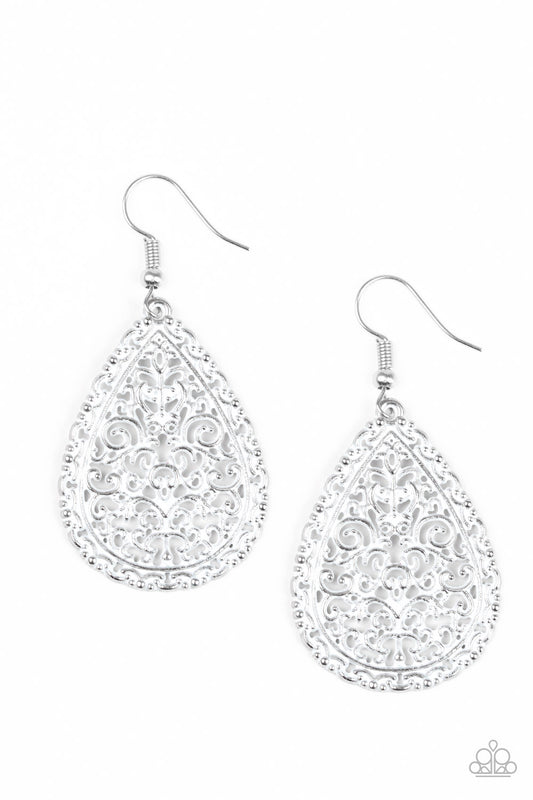 Paparazzi Accessories-Indie Idol White Earrings
