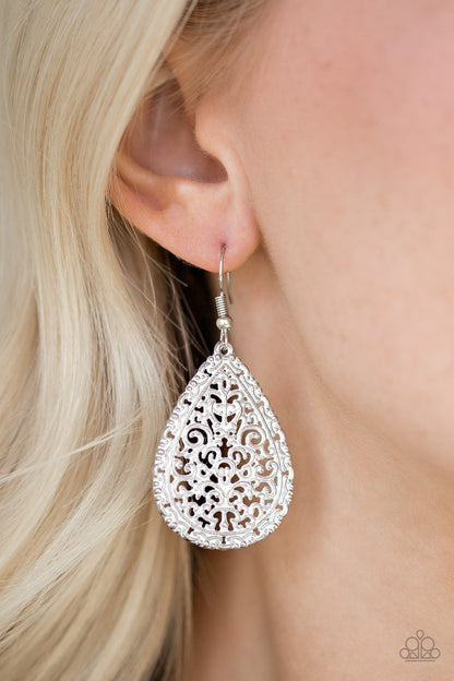 Paparazzi Accessories-Indie Idol White Earrings