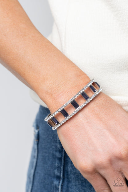 Paparazzi Accessories-industrial Icing Purple White Rhinestone Baguette Bracelet