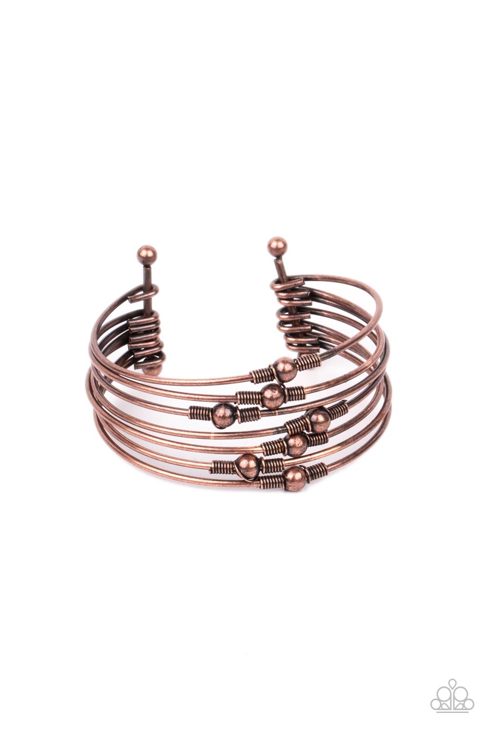Paparazzi Accessories-Industrial Intricacies Copper Bead Wire Bracelet