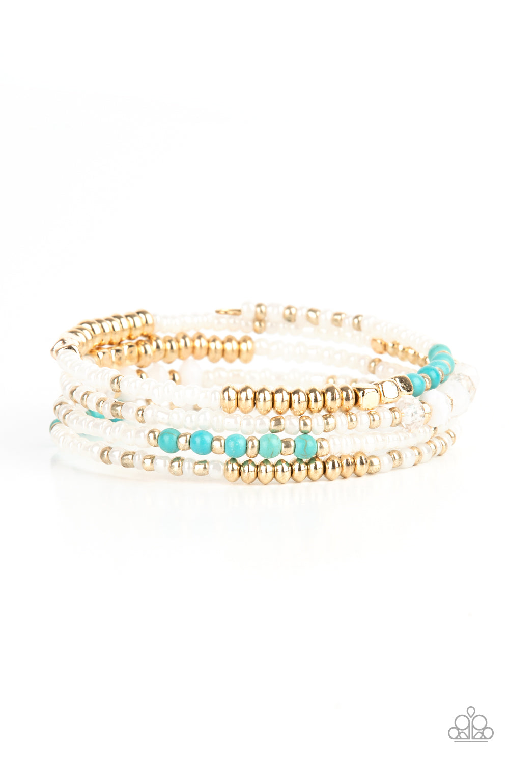 Paparazzi Accessories-Infinitely Dreamy Gold Pearly White Seed Bead Bracelet