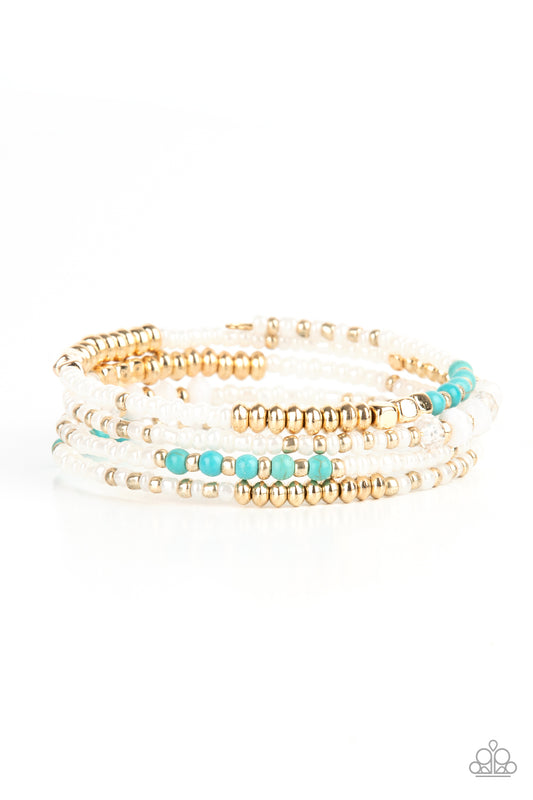 Paparazzi Accessories-Infinitely Dreamy Gold Pearly White Seed Bead Bracelet