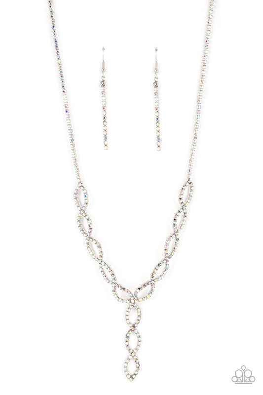 Paparazzi Accessories-Infinitely Icy Iridescent Loop LOTP Necklace Set
