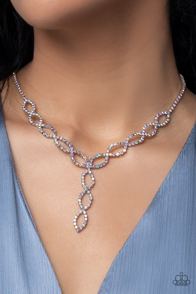 Paparazzi Accessories-Infinitely Icy Iridescent Loop LOTP Necklace Set