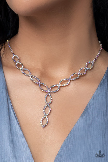 Paparazzi Accessories-Infinitely Icy Iridescent Loop LOTP Necklace Set