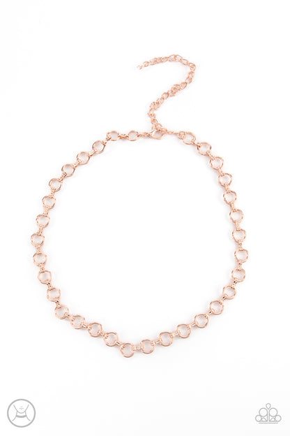 Paparazzi Accessories-Insta Connection Rose Gold Dainty Link Necklace Set