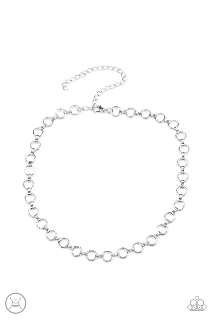 Paparazzi Accessories-Insta Connection Silver Shiny Link Necklace Set