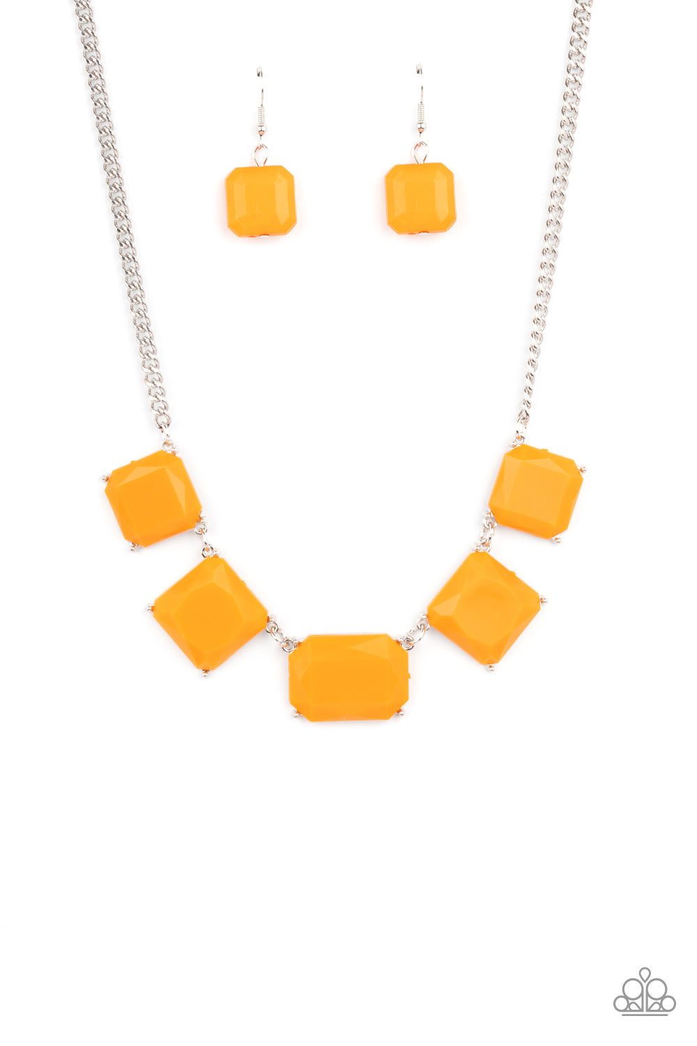 Paparazzi Accessories-Instant Mood Booster Orange Acrylic Necklace Set