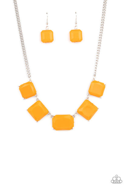 Paparazzi Accessories-Instant Mood Booster Orange Acrylic Necklace Set