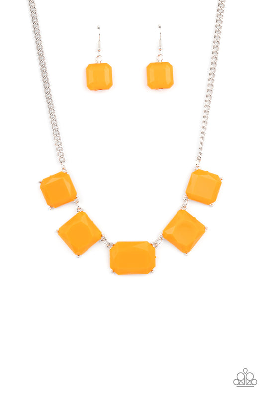 Paparazzi Accessories-Instant Mood Booster Orange Acrylic Necklace Set