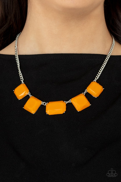 Paparazzi Accessories-Instant Mood Booster Orange Acrylic Necklace Set