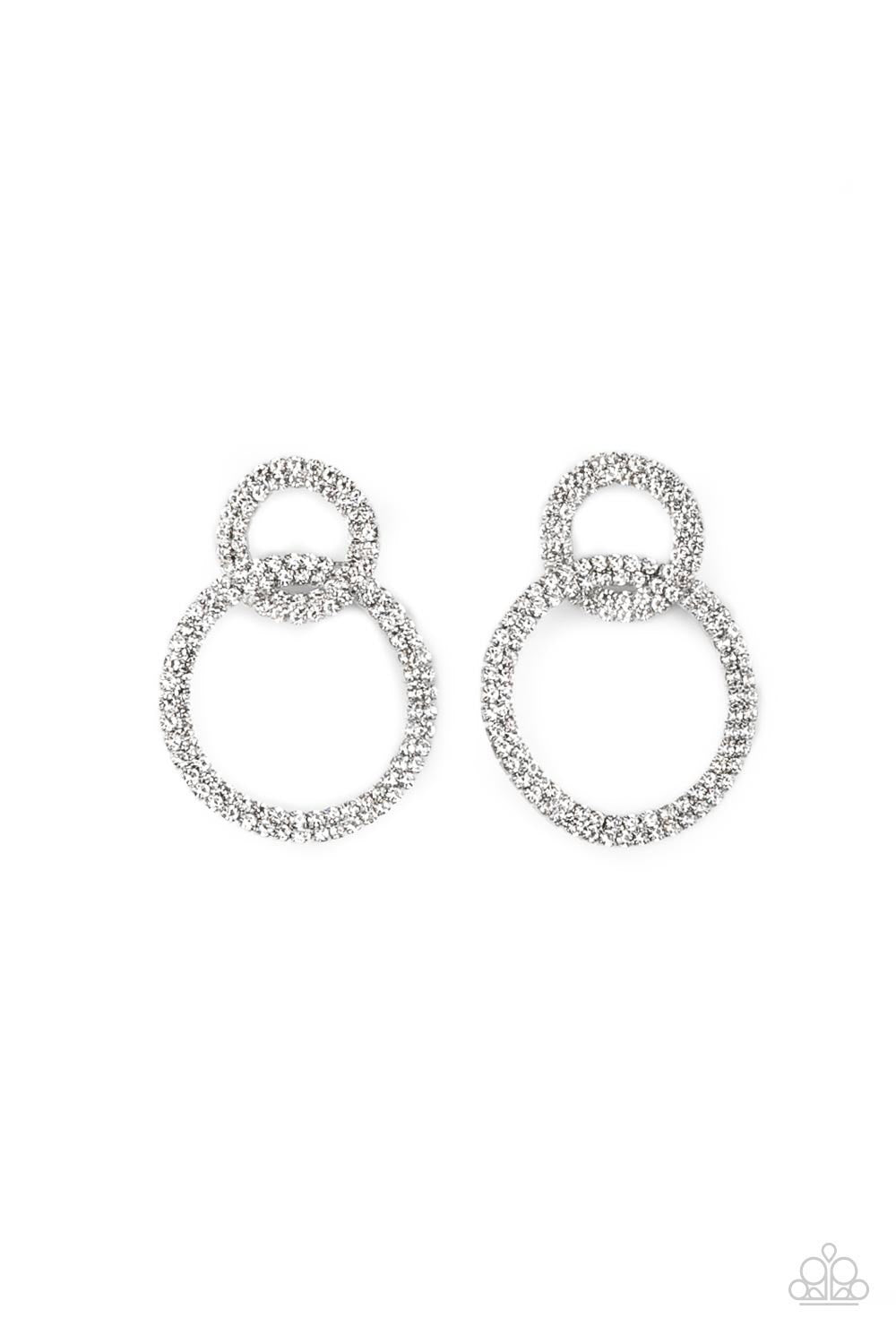 Paparazzi Accessories-Intensely Icy Black Sparkly White Rhinestone Encircle Earrings