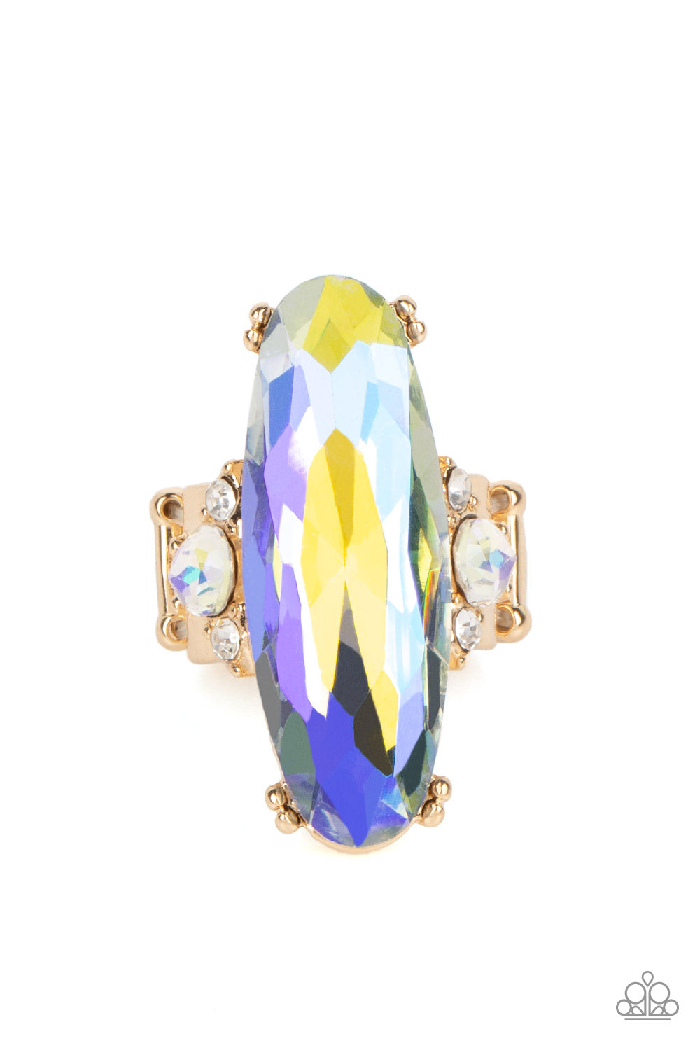 Paparazzi Accessories-Interdimensional Dimension Gold Iridescent Oval Ring