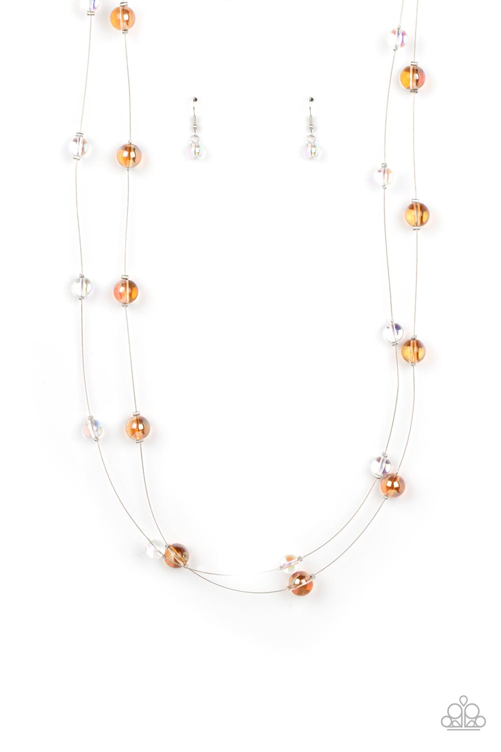 Paparazzi Accessories-Multi Orange Iridescent Floating Necklace Set