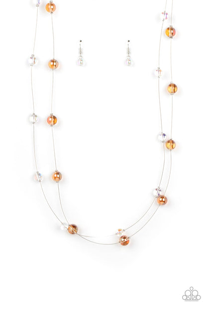Paparazzi Accessories-Multi Orange Iridescent Floating Necklace Set